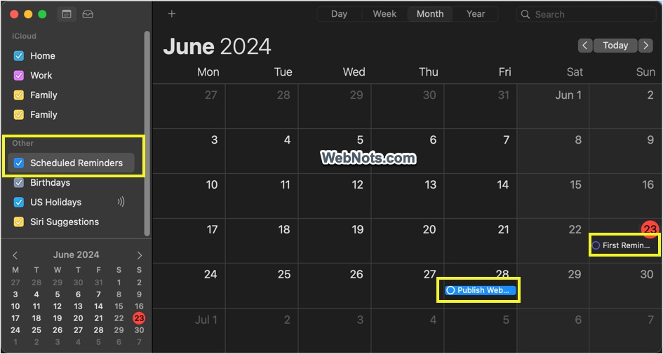 View All Scheduled Reminders