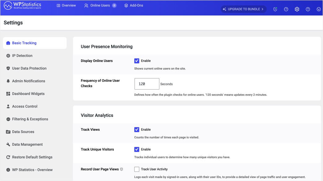 WPStatistics Settings
