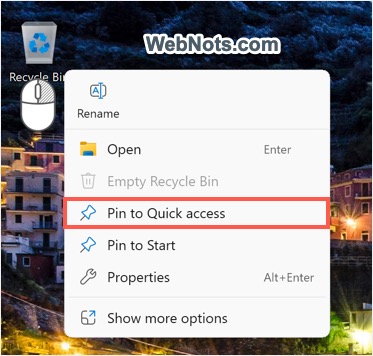 Pin to Quick Access