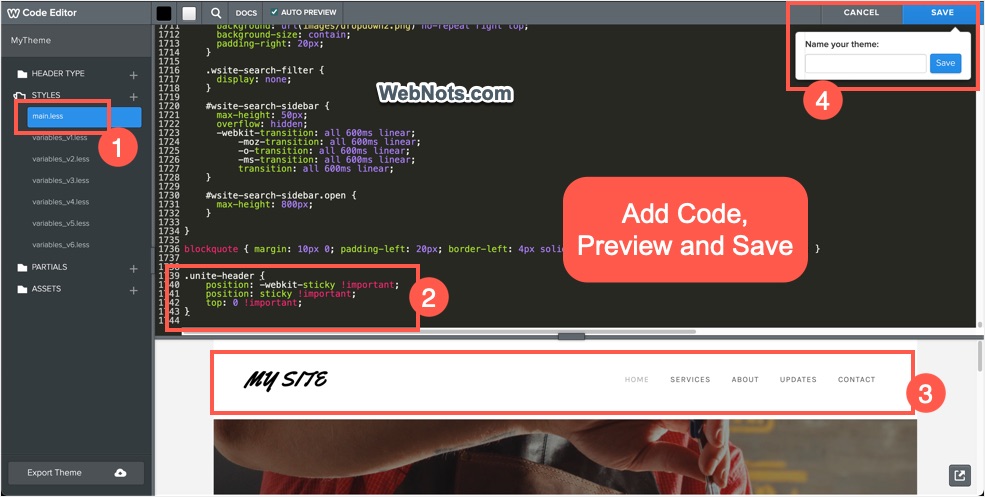 Add Sticky Navigation Code