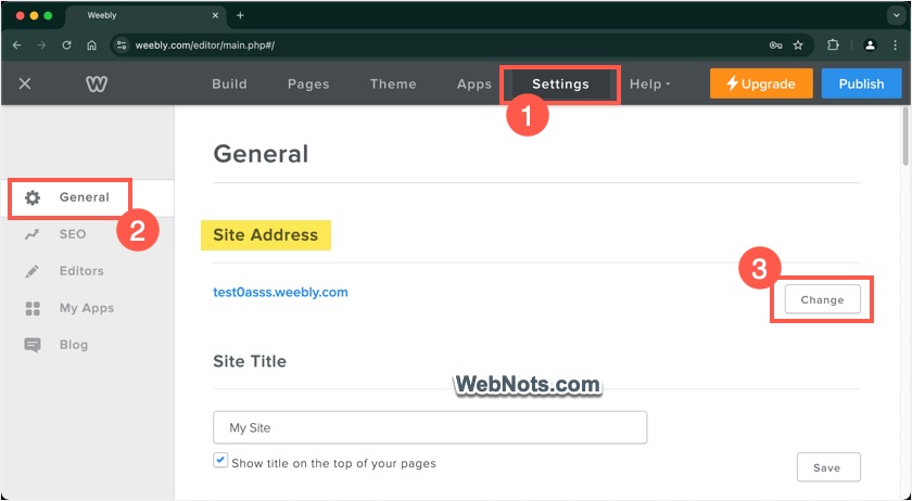Change Weebly Site Address