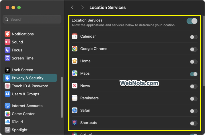 Disable Location Services