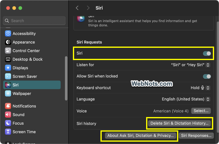 Disable Siri and Delete History