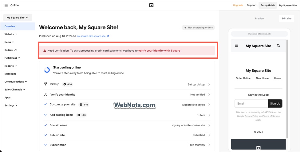 Finish Verification to Accept Orders