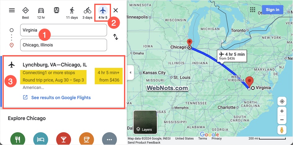 Flight Search in Google Maps