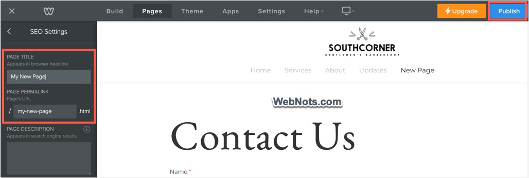 New Title and Page URL