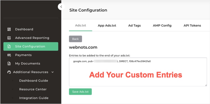 Add Entries in Dynamic Ads.txt File