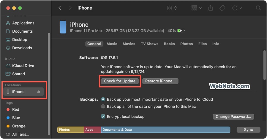 Check for Update from Mac