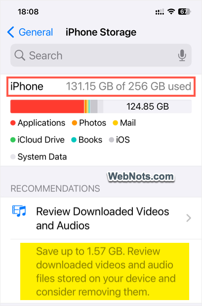 Check iPhone Storage