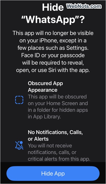 Confirm Hiding App