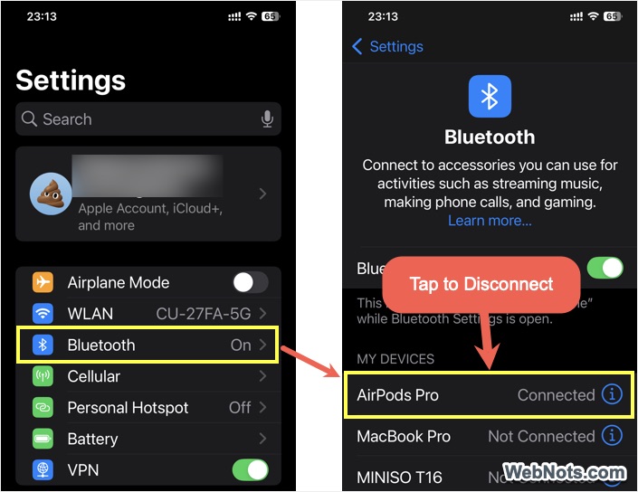 Disconnect AirPods Pro