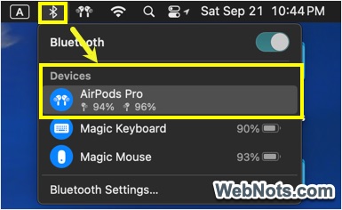 Disconnect AirPods in Mac