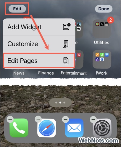 Edit Home Pages in iPhone