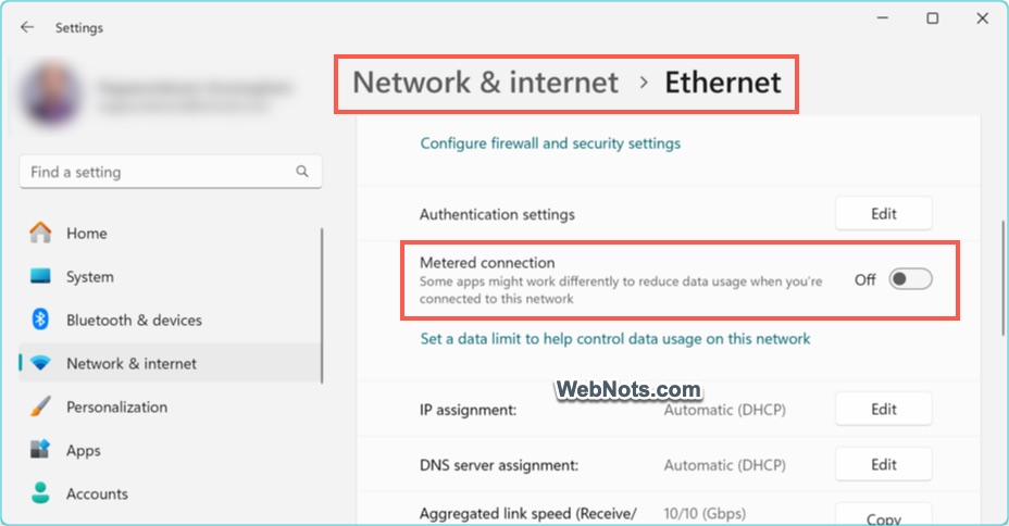 Enable Metered Connection in Windows