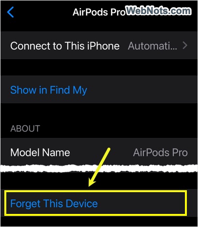 Forget AirPods Connection in iPhone