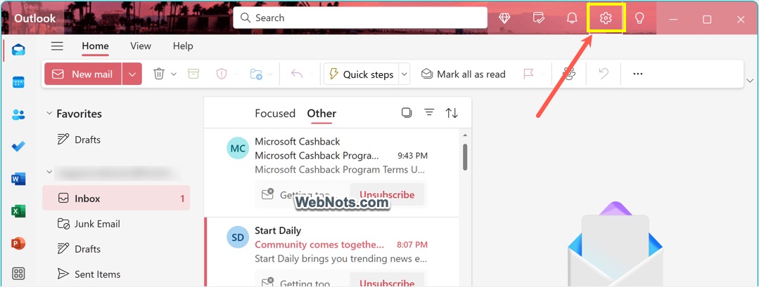 New Outlook Settings