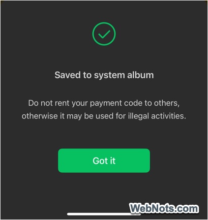 QR Code Saved