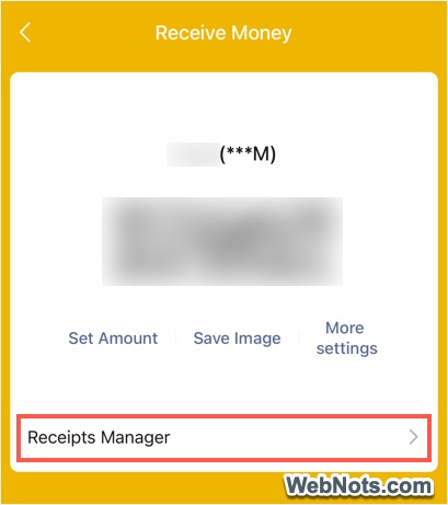 Receipts Manager Option