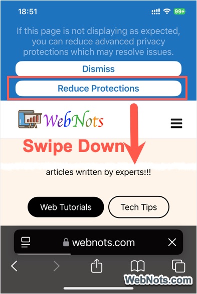Reduce Protections in iPhone Safari