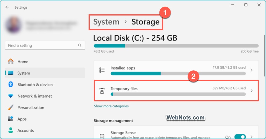 Temporary Files Settings
