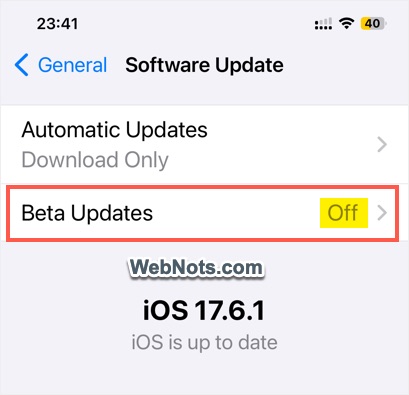 Turn Off Beta Updates