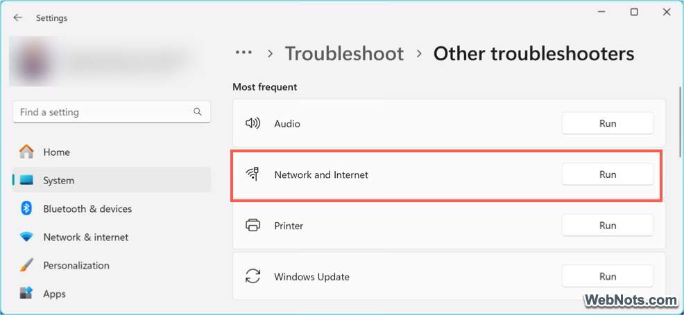 Windows Network Troubleshooter