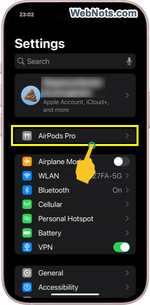AirPods Pro Settings in iPhone