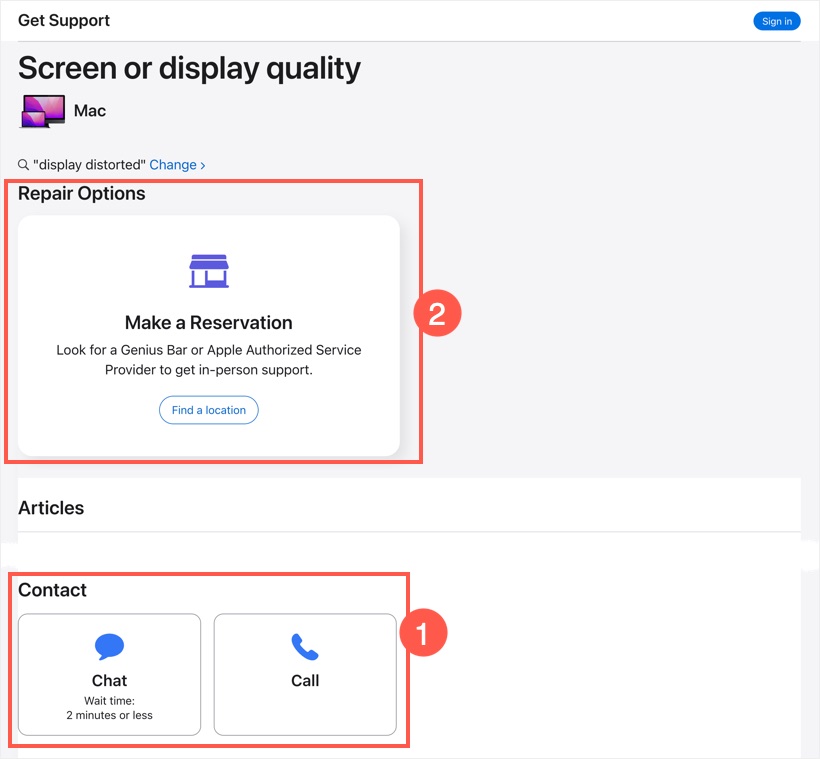 Apple Support for Mac Display Problems