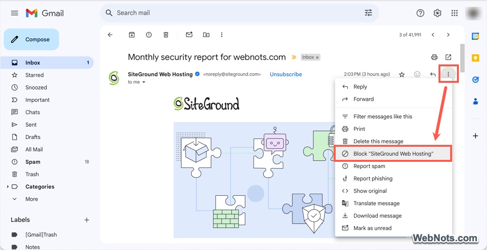 Block Contact in Gmail Website