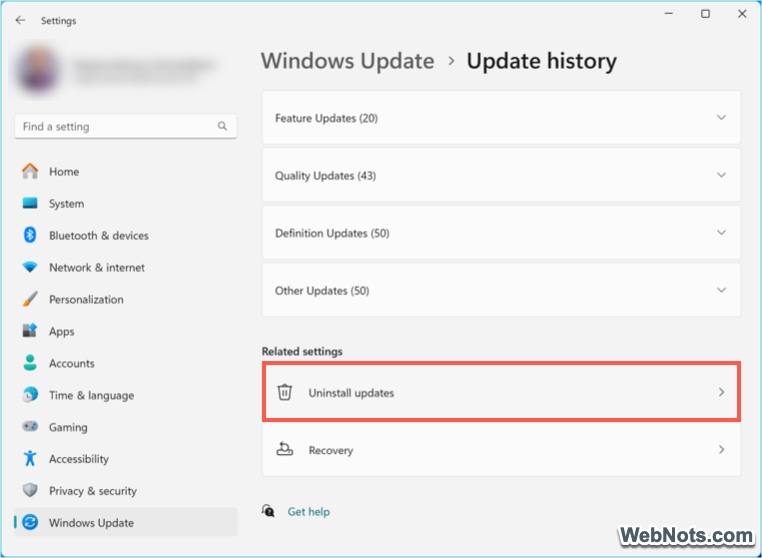 Check Update History