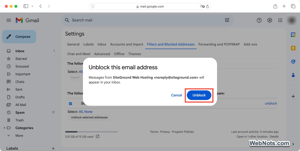 Confirm Unblock Bulk Contact