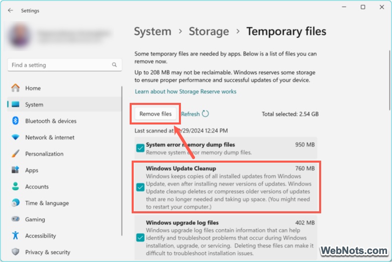 Delete Windows Update Files