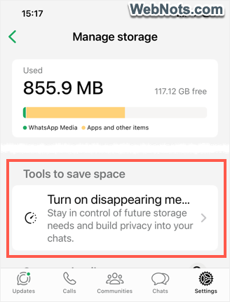 Enable Disappearing Messages in WhatsApp