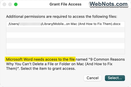 Grant Permission or Save as a New File