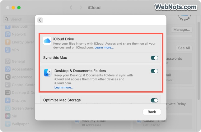 Mac Sync Enabled in iCloud
