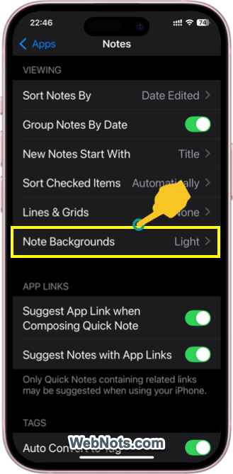 Set Background for Notes App