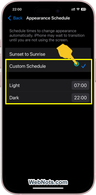 Set Custom Schedule Timers