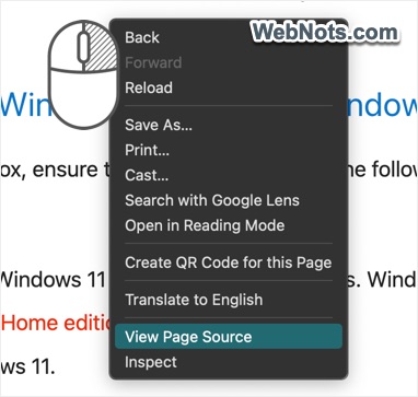 View Page Source