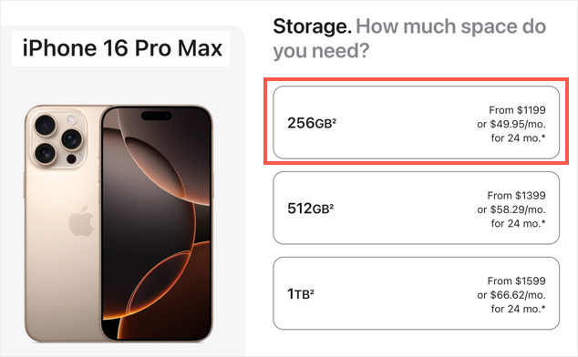 iPhone 16 Pro Max Storage