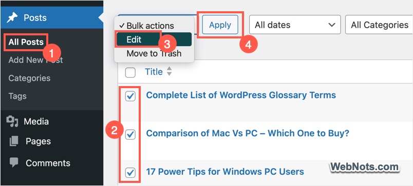 Edit Bulk Posts