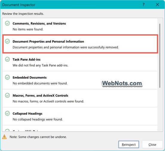 Personal Information and Document Properties Removed