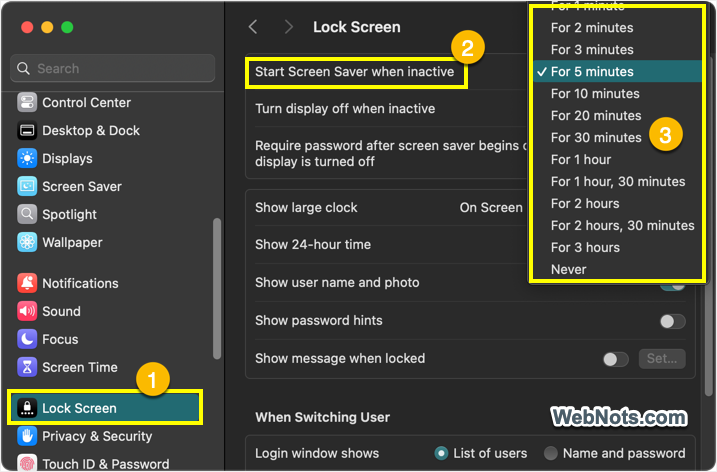 Set Timer for Screen Saver
