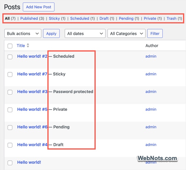 View Post Status in WordPress Admin Panel