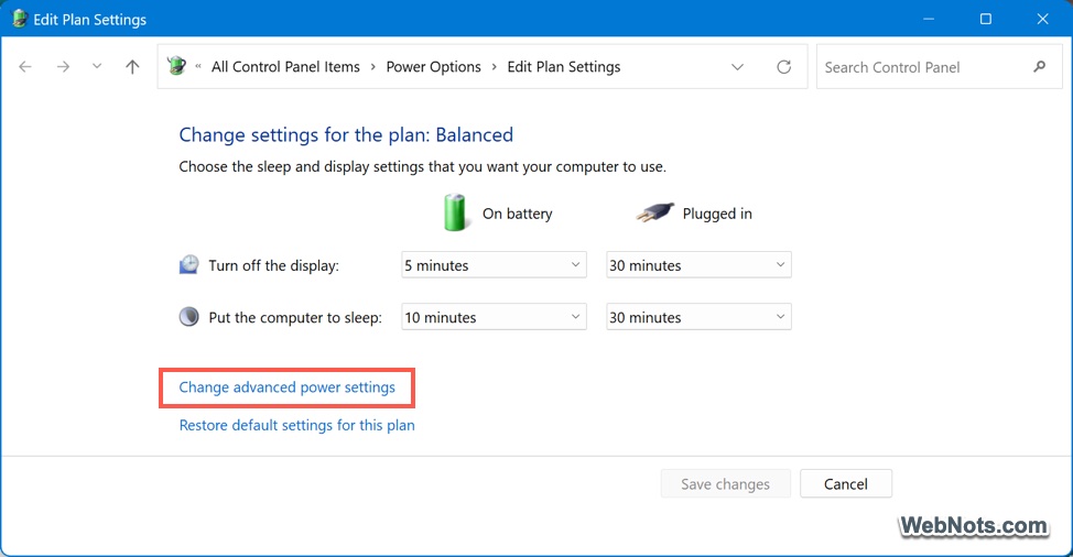 Advanced Power Settings