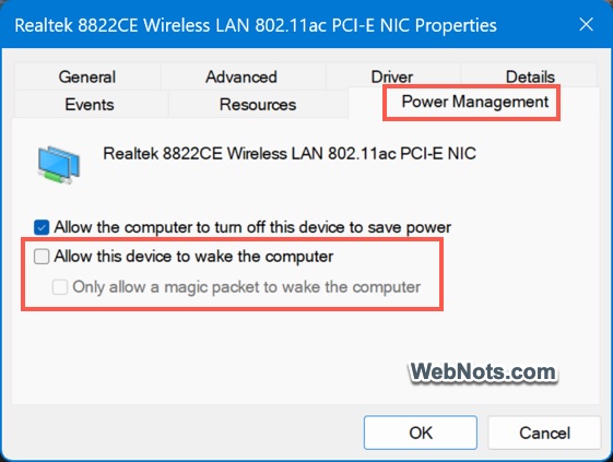 Allow Device to Wake Computer