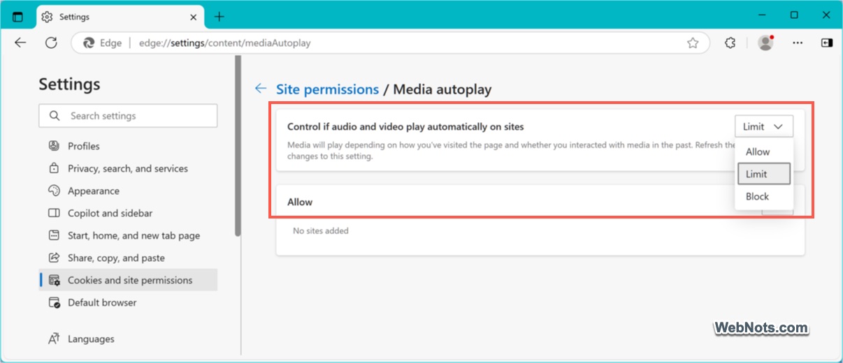 Block Autoplay Media in Edge