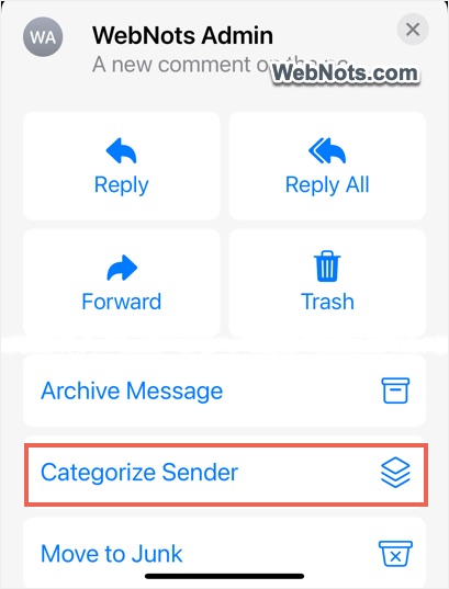 Categorize Sender from Reply Options