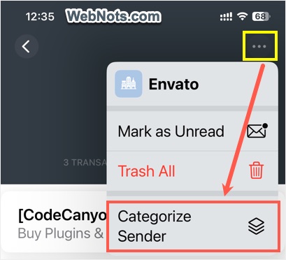 Categorize Sender