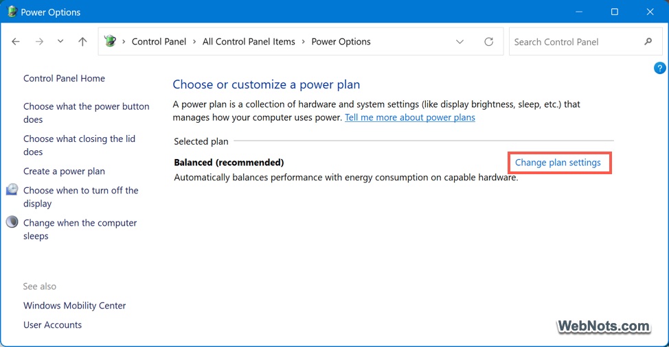 Change Power Plan