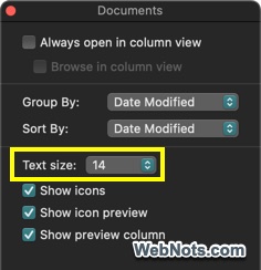 Change Text Size in Finder